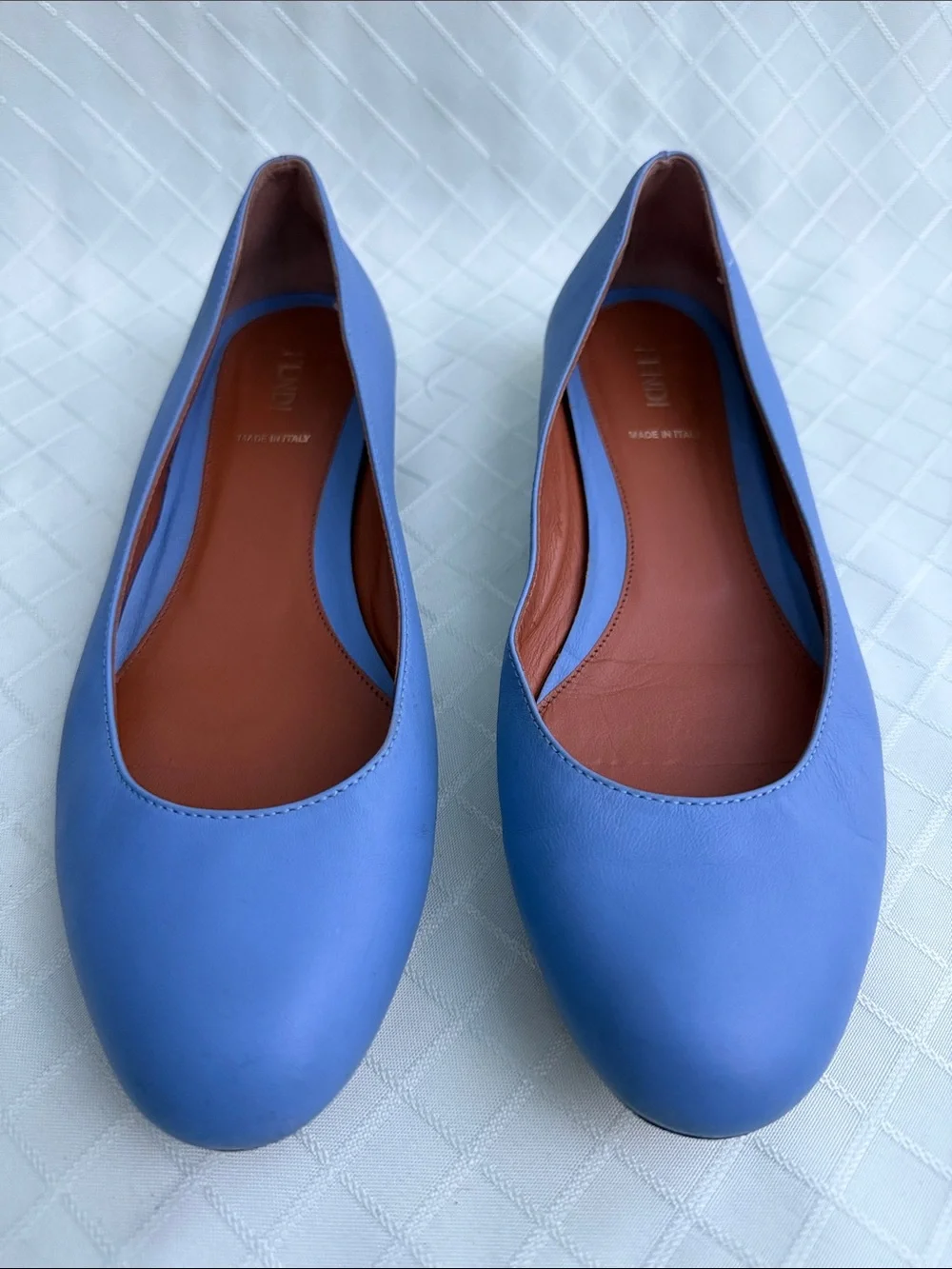 Fendi Lavender Blue Leather Ballet Flats